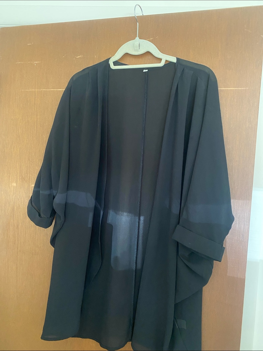 Black sheer chiffon cardigan